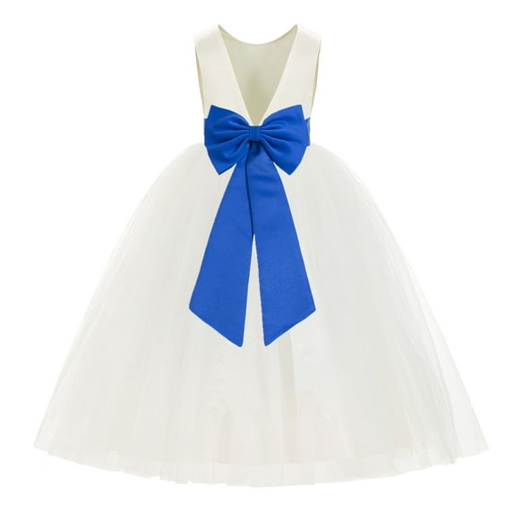Ekidsbridal Ivory V-Back Satin Flower Girl Dresses for Wedding Toddlers Communion Baptism Christening 219T 4