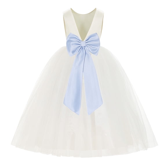 Ekidsbridal Ivory V-Back Satin Flower Girl Dresses for Wedding Toddlers Communion Baptism Christening 219T 4