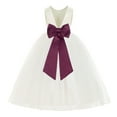 thumbnail image 1 of Ekidsbridal Ivory V-Back Satin Flower Girl Dresses for Wedding Toddlers Communion Baptism Christening 219T 6, 1 of 3