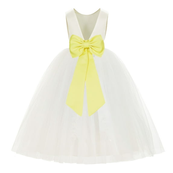 Ekidsbridal Ivory V-Back Satin Flower Girl Dresses for Wedding Toddlers Communion Baptism Christening 219T 8