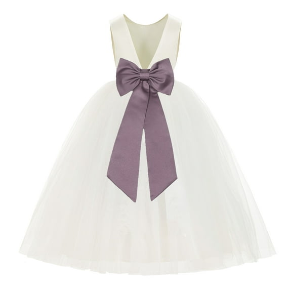 Ekidsbridal Ivory V-Back Satin Flower Girl Dresses for Wedding Toddlers Communion Baptism Christening 219T 8