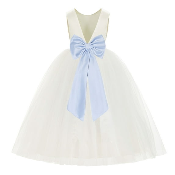Ekidsbridal Ivory V-Back Satin Flower Girl Dresses for Wedding Toddlers Communion Baptism Christening 219T 8