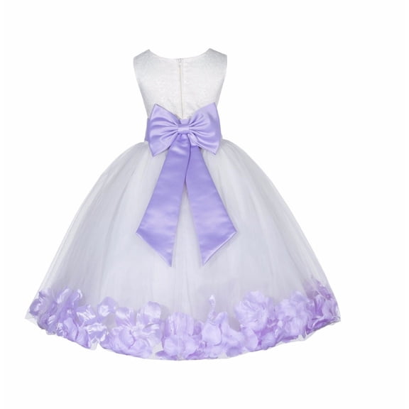 Ekidsbridal Ivory Wedding Pageant Floral Lace Bodice Rose Petal Tulle Flower Girl Dress for Toddlers Communion Baptism Ceremonial Gown 165t M