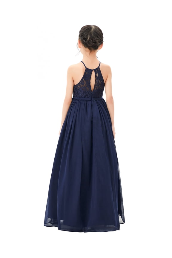 Lace Back Halter Flower Girl Dresses Junior Pageants Wedding Reception Communion Baptism Gowns for Church 332 4