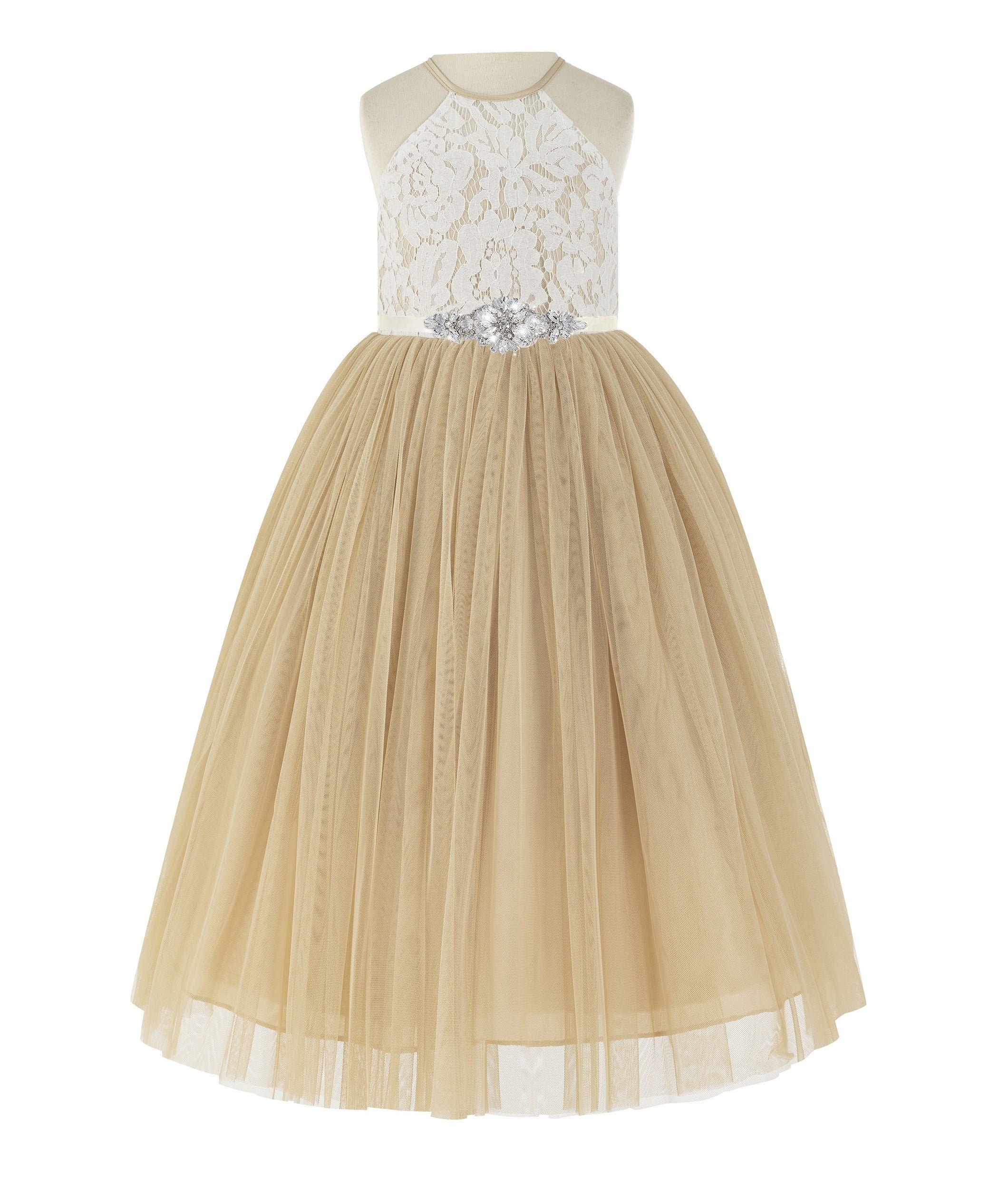 Gorgeous Scalloped Lace Flower Girl Dress – Perfect For Birthdays, Weddings & Formal Parties