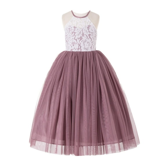 Ekidsbridal Lace Halter Back Flower Girl Dress for Graduation Ceremonial Gown Father Daughter Dance 213 10