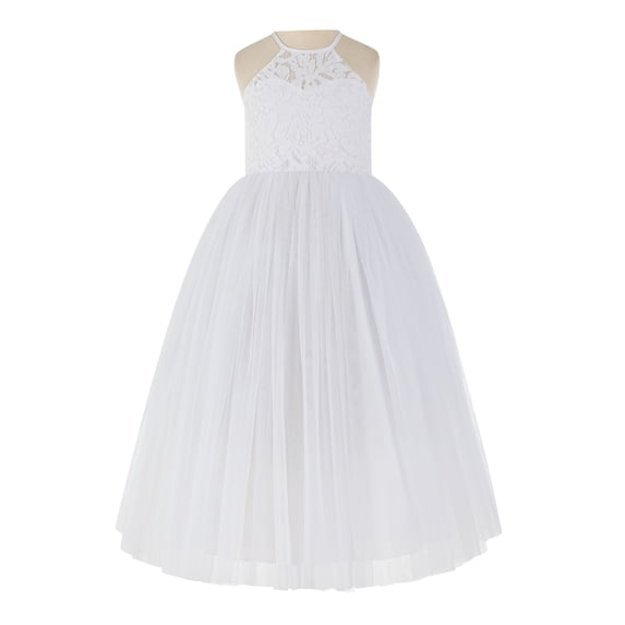Ekidsbridal Lace Halter Back Flower Girl Dress for Graduation Ceremonial Gown Father Daughter Dance 213 3