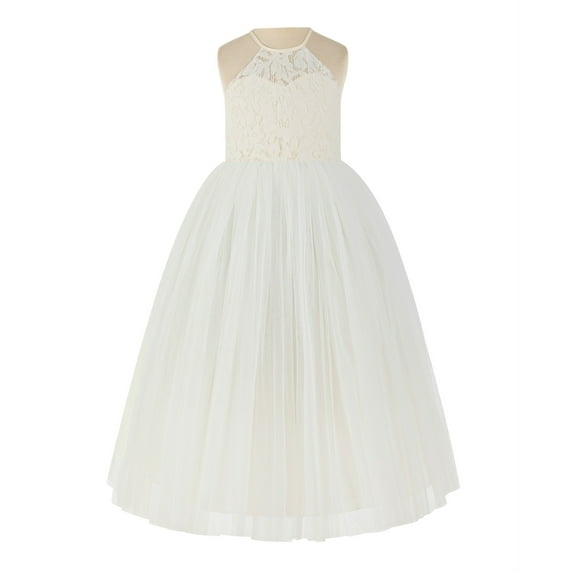 Ekidsbridal Lace Halter Back Flower Girl Dress for Graduation Ceremonial Gown Father Daughter Dance 213 8