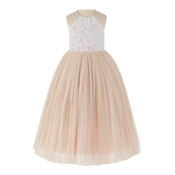 Ekidsbridal Lace Halter Back Flower Girl Dresses Junior Bridesmaid Gown for Wedding Pageants 213 8