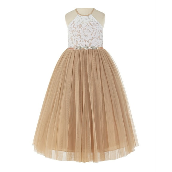 Ekidsbridal Lace Halter Flower Girl Dress Birthday Party Formal Evening Gown Junior Bridesmaid 213R4 3