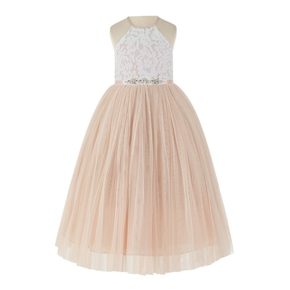 Ekidsbridal Lace Halter Wedding Flower Girl Dress Junior Pageant Gown for Toddlers Photoshoot 213R4 6