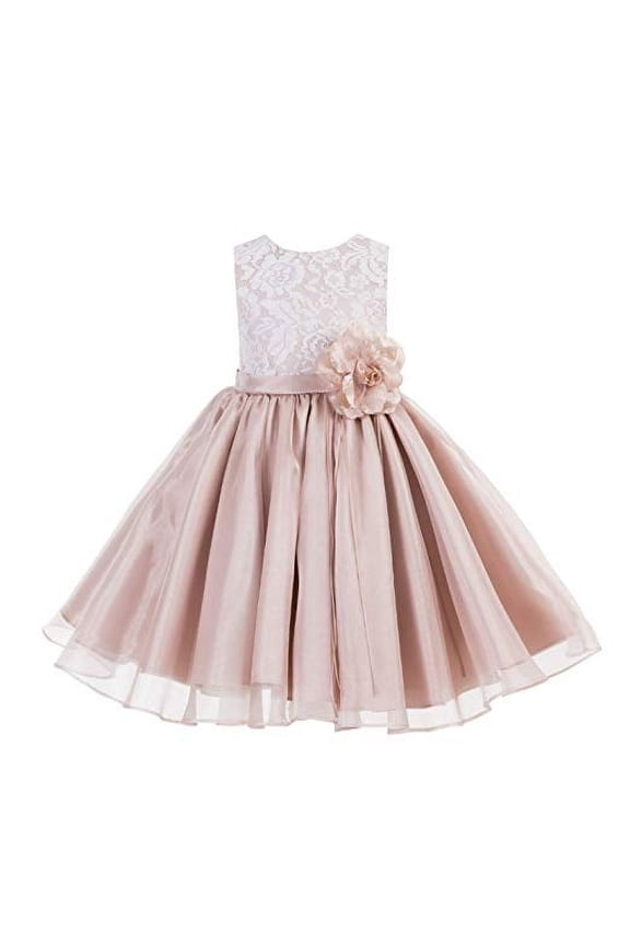 Lace Organza Flower Girl Dress Easter Summer Ballroom Birthday Holiday Formal Evening Gown for Toddlers 186F 10