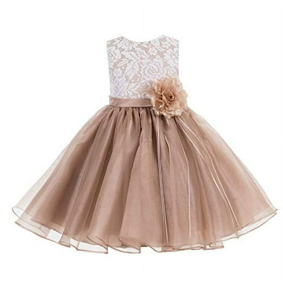 Ekidsbridal Lace Organza Flower Girl Dress Junior Bridesmaid Gown for Wedding Toddlers Communion Baptism 186F 4