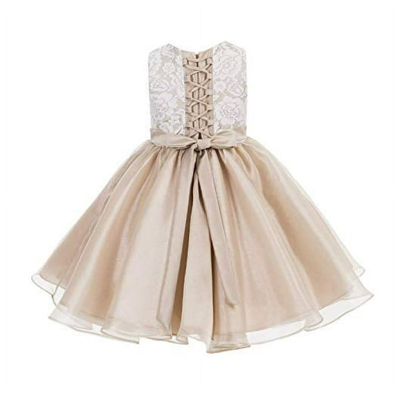 Ekidsbridal Lace Organza Flower Girl Dress Junior Bridesmaid Gown for Wedding Toddlers Communion Baptism 186F 8