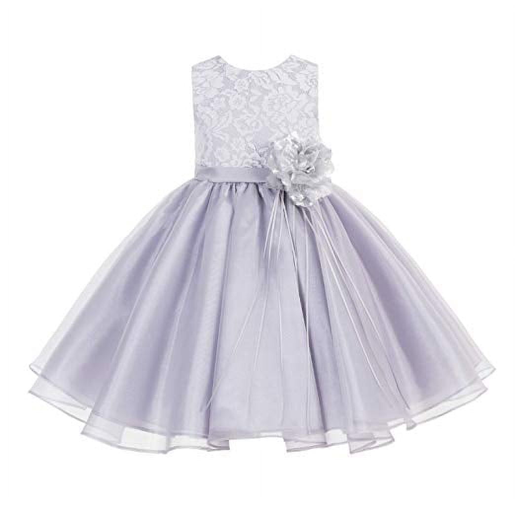Vestido De Niña De Flores De Encaje De Marfil - Dama De Honor