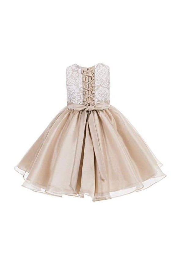 Lace Organza Junior Flower Girl Dress Pageant Easter Summer Birthday Formal Evening Mini Bridal Gown 186F M
