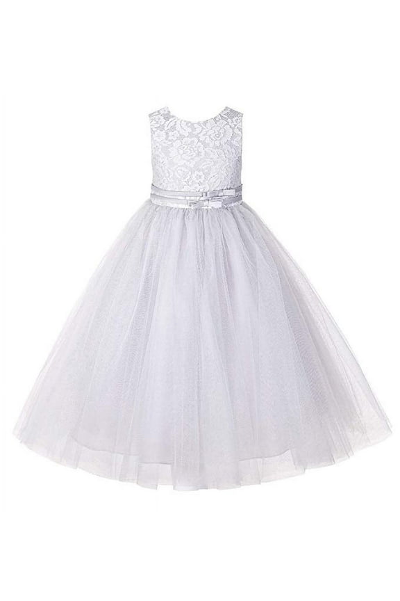 Lace Tulle Tutu Flower Girl Dress Formal Evening Gown Wedding Reception Birthday Party Social Event 188 10