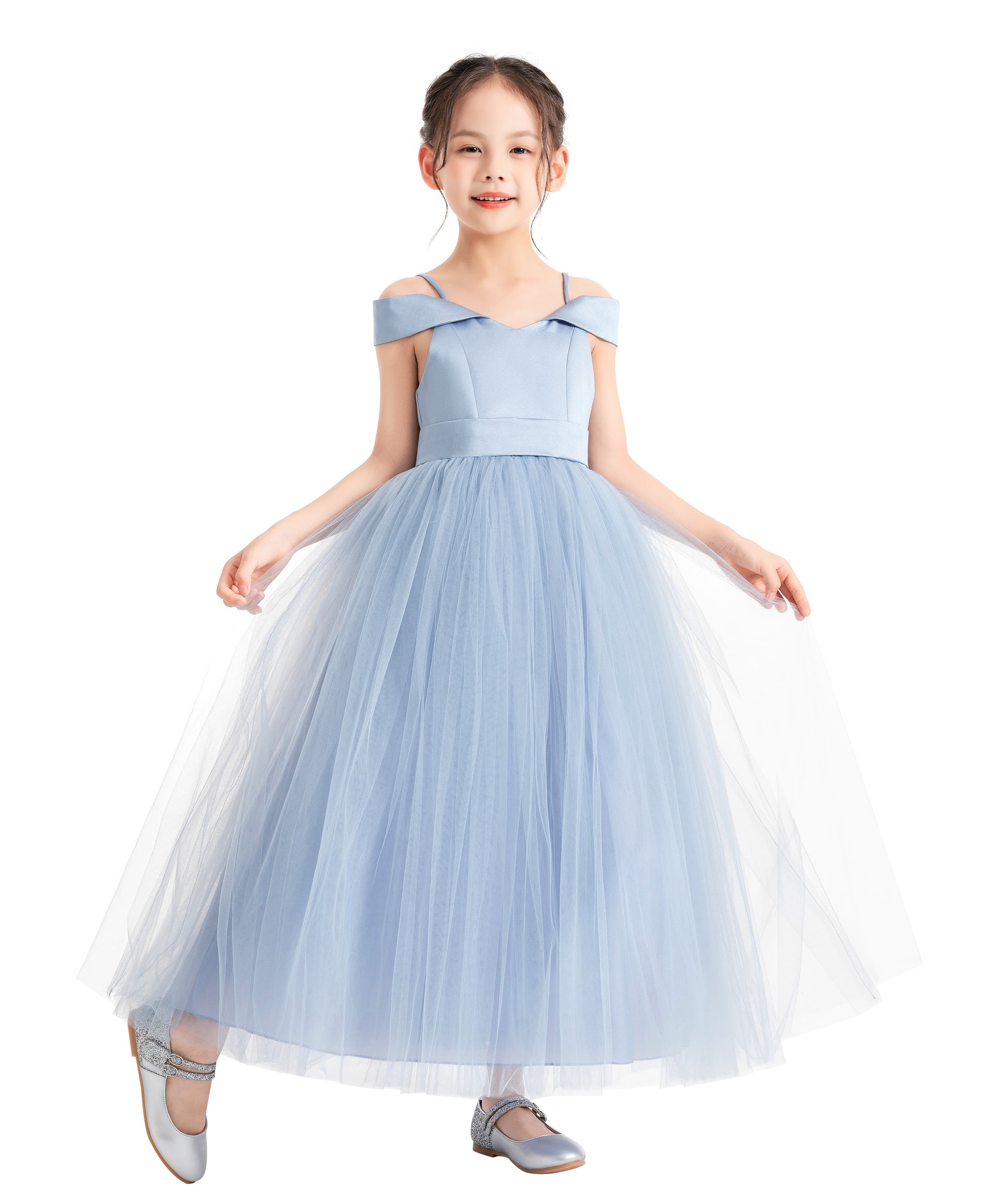 Ekidsbridal Off the Shoulder Tulle Flower Girl Dress Wedding Junior  Bridesmaid Formal Evening Gown 422 12 - Walmart.com