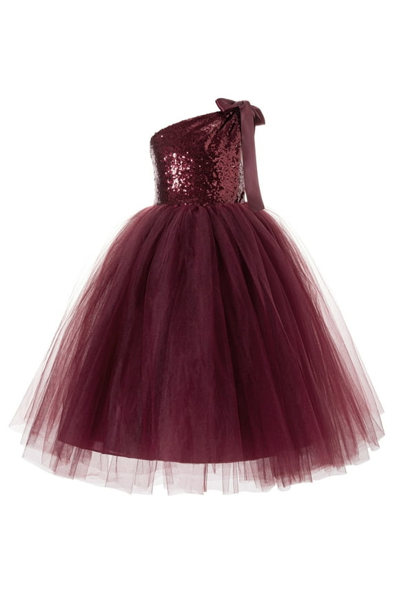One-Shoulder Sequin Tutu Flower Girl Dress for Wedding Father Daughter Dance Ceremony Gown 182 10