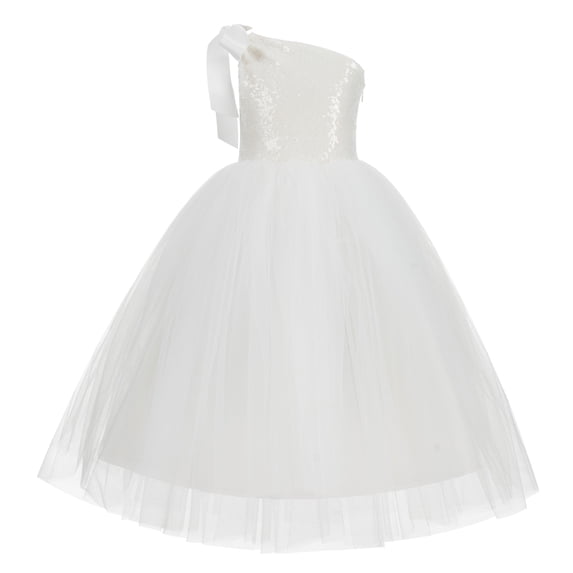 Ekidsbridal One-Shoulder Sequin Tutu Flower Girl Dresses Wedding Pageant Gown Communion Baptism 182 10