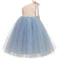 thumbnail image 1 of Ekidsbridal One-Shoulder Sequin Tutu Flower Girl Dress for Wedding Father Daughter Dance Ceremony Gown 182 10, 1 of 2