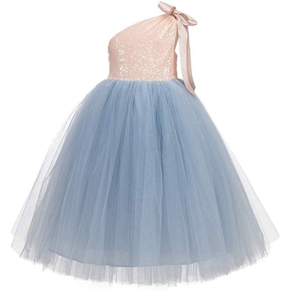 Ekidsbridal One-Shoulder Sequin Tutu Flower Girl Dress for Wedding Father Daughter Dance Ceremony Gown 182 12