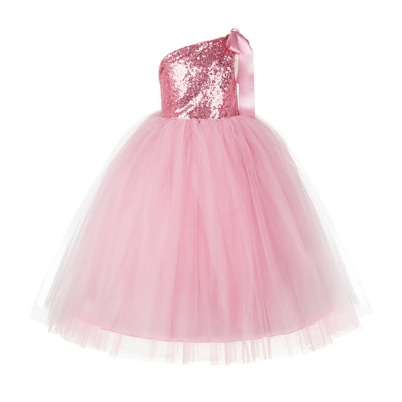 Ekidsbridal One-Shoulder Sequins Tutu Junior Flower Girl Dress Pageant Gown 182 2