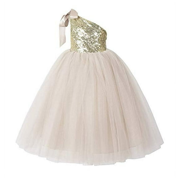 Ekidsbridal One-Shoulder Sequin Tutu Flower Girl Dress for Wedding Father Daughter Dance Ceremony Gown 182 5