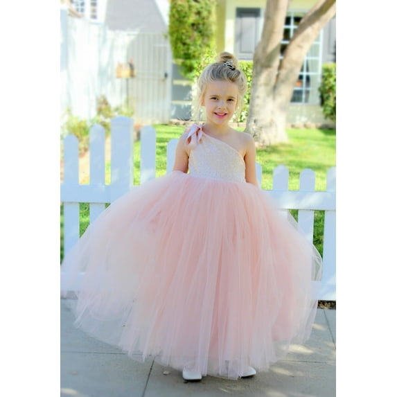 Ekidsbridal One-Shoulder Sequin Tutu Flower Girl Dress for Wedding Father Daughter Dance Ceremony Gown 182 5