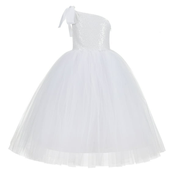 Ekidsbridal One-Shoulder Sequin Tutu Flower Girl Dresses Wedding Pageant Gown Communion Baptism 182 8