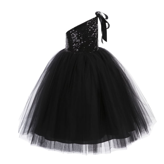 Ekidsbridal One-Shoulder Sequins Tutu Flower Girl Dress Junior Bridesmaid Evening Formal Party Gown 182 2