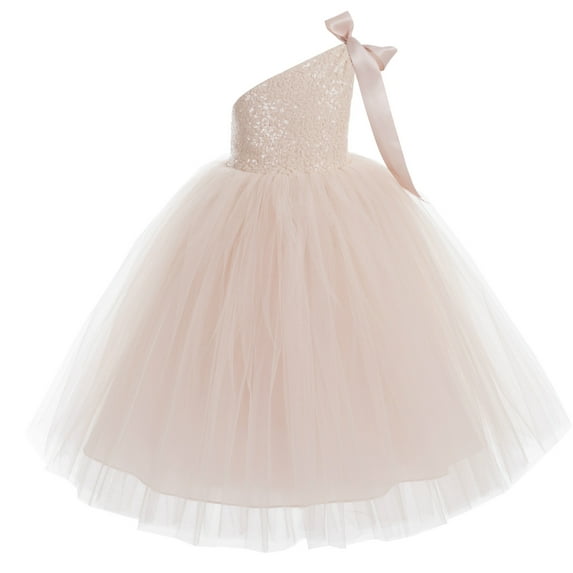Ekidsbridal One-Shoulder Sequins Tutu Junior Flower Girl Dress Pageant Gown 182 3