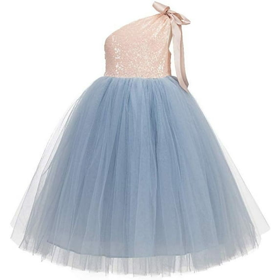 Ekidsbridal One-Shoulder Sequin Tutu Flower Girl Dresses Wedding Pageant Gown Communion Baptism 182 3
