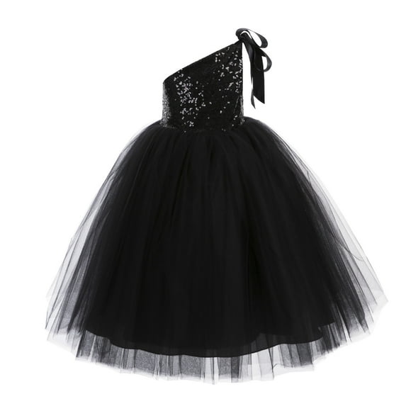 Ekidsbridal One-Shoulder Sequin Tutu Flower Girl Dresses for Junior Prom Dancing Fashion Wedding Reception Toddler 182 5