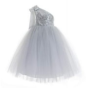 Ekidsbridal One-Shoulder Sequin Tutu Flower Girl Dresses Wedding Pageant Gown Communion Baptism 182 M