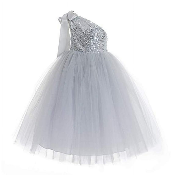 Ekidsbridal One-Shoulder Sequin Tutu Flower Girl Dresses Wedding Pageant Gown Communion Baptism 182 M