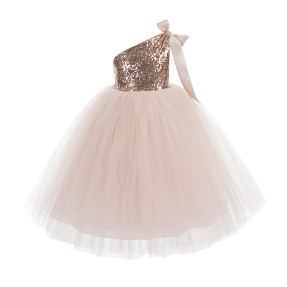 Ekidsbridal One-Shoulder Sequin Tutu Flower Girl Dresses for Junior Prom Dancing Fashion Wedding Reception Toddler 182 12
