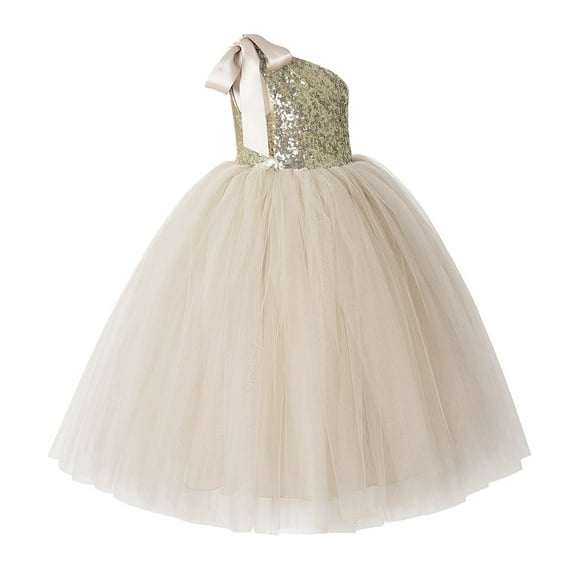 Ekidsbridal One-Shoulder Sequin Tutu Flower Girl Dresses for Junior Prom Dancing Fashion Wedding Reception Toddler 182 5