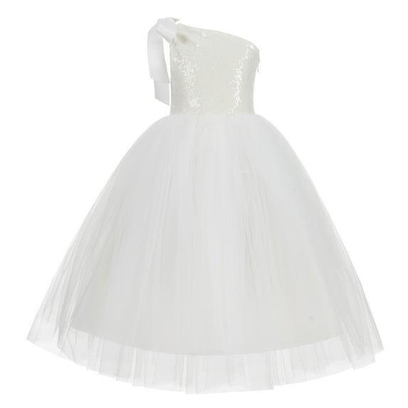 Ekidsbridal One-Shoulder Sequin Tutu Flower Girl Dresses for Junior Prom Dancing Fashion Wedding Reception Toddler 182 6