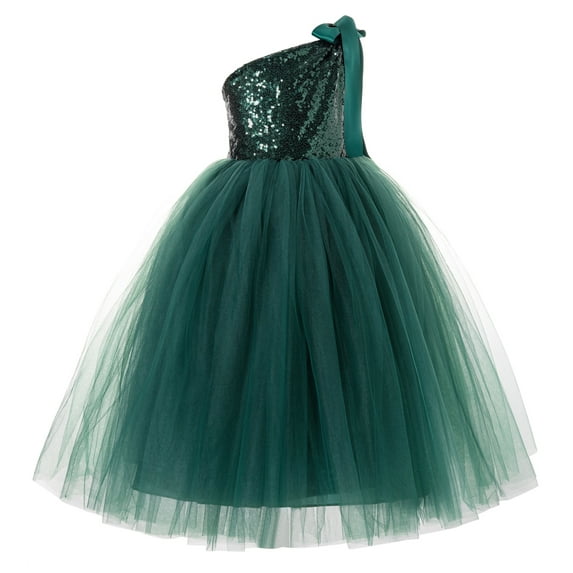 Ekidsbridal One-Shoulder Sequin Tutu Flower Girl Dresses for Junior Prom Dancing Fashion Wedding Reception Toddler 182 M
