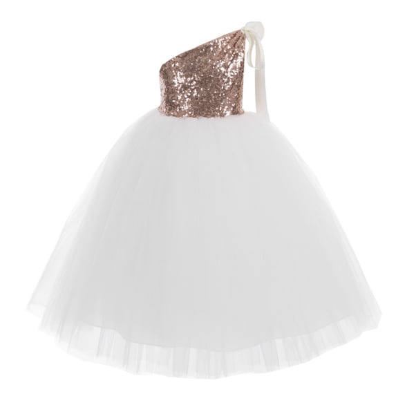 Ekidsbridal One-Shoulder Sequins Tutu Flower Girl Dress Junior Bridesmaid Evening Formal Party Gown 182 10