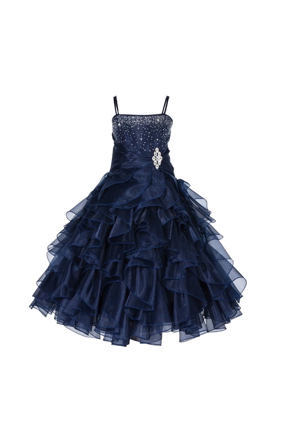 Rhinestone Organza Layers Flower Girl Dress Father Daughter Dance Recital 164S 12