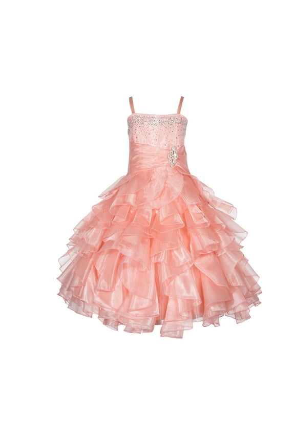 Rhinestone Organza Layers Flower Girl Dress Father Daughter Dance Recital 164S 6