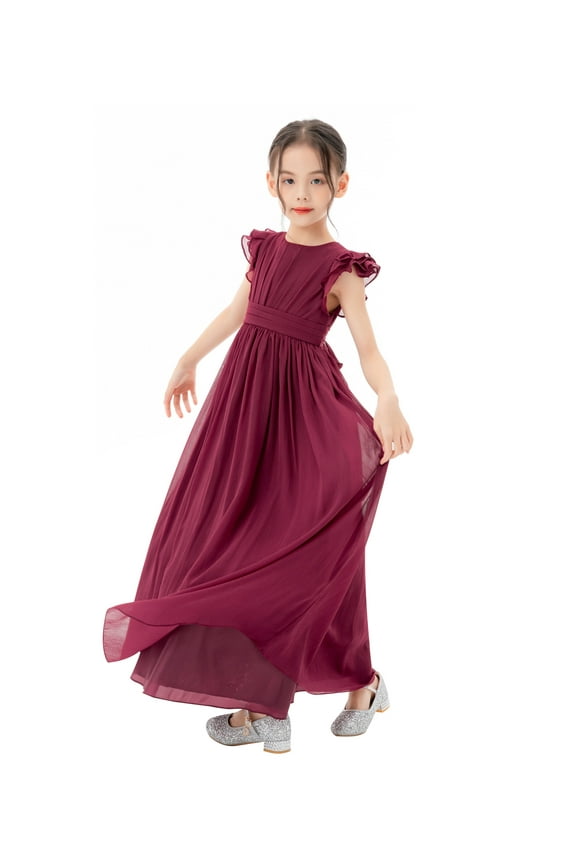 Ruffle Chiffon Flower Girl Dresses for Princess Pageants Graduation Ceremonial Gown 822 12