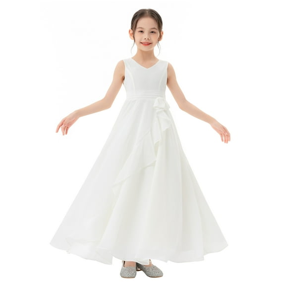 Ekidsbridal Ruffle Trim Chiffon Flower Girl Dress for Pretty Princess Pageant Formal Evening Gown 324 12