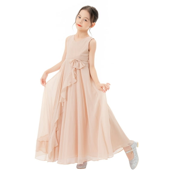 Ekidsbridal Ruffle Trim Chiffon Flower Girl Dress for Pretty Princess Pageant Formal Evening Gown 324 6