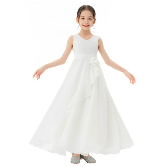 Ekidsbridal Ruffle Trim Chiffon Flower Girl Dress for Pretty Princess Pageant Formal Evening Gown 324 6