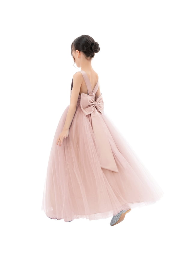 Satin Backless Tulle Communion Baptism Dresses for Flower Girls Toddlers Ceremonial Gowns 722 12