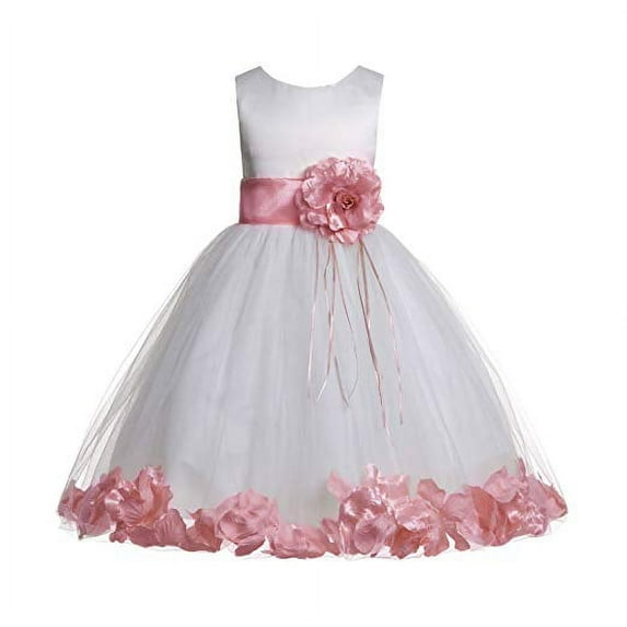 Ekidsbridal Satin Floral Petals Rose Tulle Ivory Flower Girl Dress Bridesmaid Wedding Pageant Toddler Easter Holiday Recital Communion Birthday Baptism Ceremony 007 14