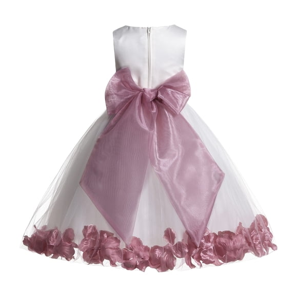 Ekidsbridal Satin Floral Petals Rose Tulle Ivory Flower Girl Dress Bridesmaid Wedding Pageant Toddler Easter Holiday Recital Communion Birthday Baptism Ceremony 007 14